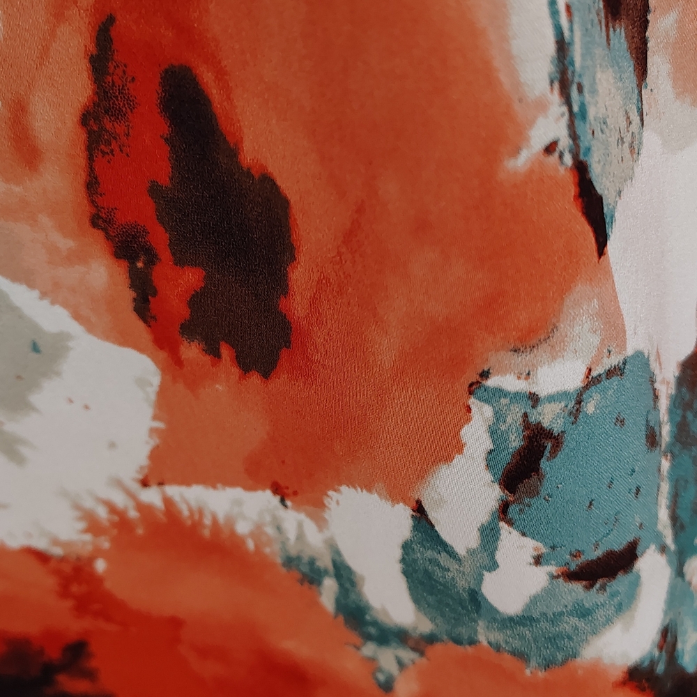 St. John Vibrant Floral Blouse in Orange and Teal - Picture 6 of 11